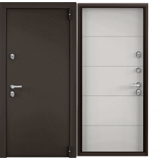 Дверь металлическая Snegir PRO MP Хром/букле коричневый/Бьянко S60-L2 205*95 Левая