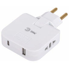 Разветвитель эл. ЭРА SPF-2-FL-USBC поворот. на 2 роз.+2 USB A+C 10А белый Б0069090