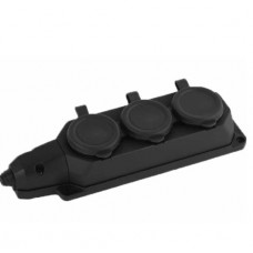 Колодка Smartbuy каучук. 3гн. с защ.крышками 3Р+РЕ 16А SBE-16-3-00-R