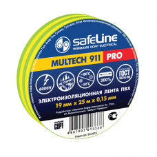 Изолента Safeline 19мм*25м жёлто-зелёная