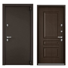 Дверь металлическая Snegir PRO MP Хром/букле коричневый/дуб коньяк S60-C3 205*88 Левая