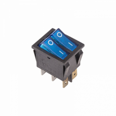 Выключатель клав. 250V 15А (6с) ON-OFF синий с подсв. двойной REXANT 36-2411 Выключатель клав. 250V 15А (6с) ON-OFF синий с подсв. двойной REXANT 36-2411