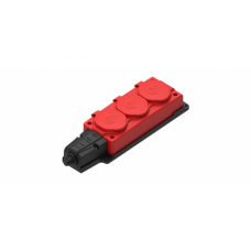 Колодка MultiSet 3х-роз. 2К+З каучук. 16А/250В IP44 Красная MST4123RD