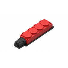 Колодка MultiSet 4х-роз. 2К+З каучук. 16А/250В IP44 Красная MST4124RD