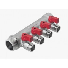 Коллектор с отсечн.кранами 40*20 (4выхода) Valfex серый