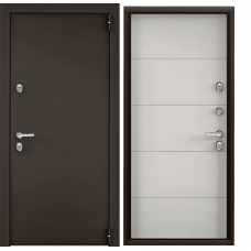 Дверь металлическая Snegir PRO MP Хром/букле коричневый/ПВХ Крема S60-L2 205*95 Правая